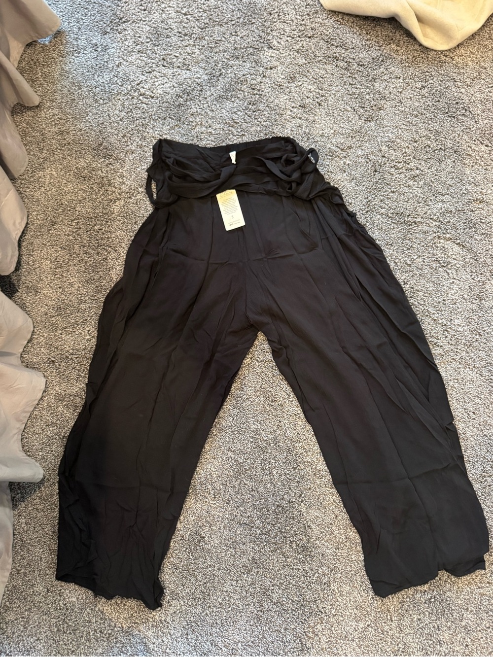 Elan Black Wide-Leg Women's Jumpsuit with Draped Waist
